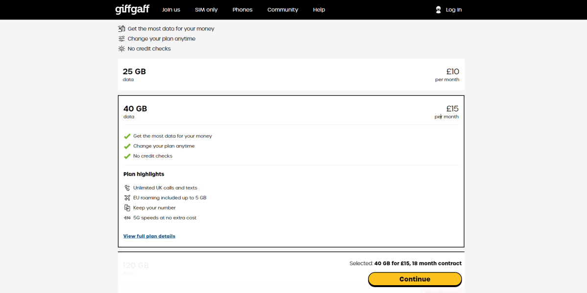 Giffgaff mobile plans