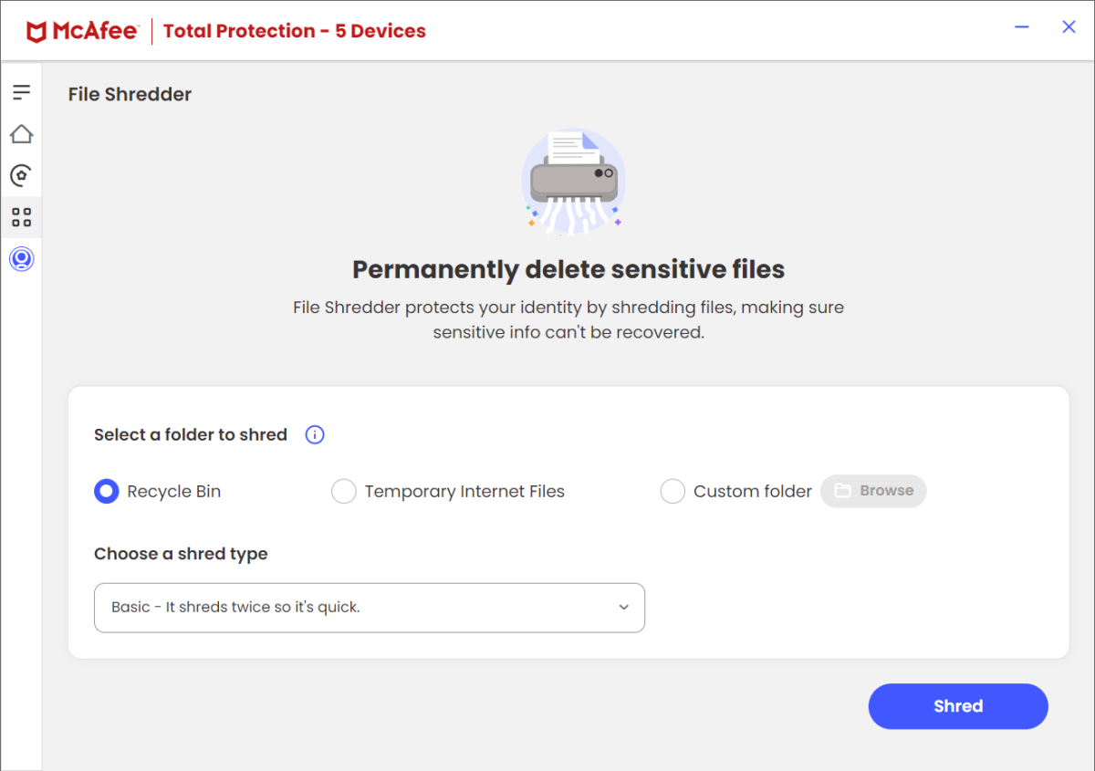 McAfee Total Protection - File Shredder tool (April 2024)