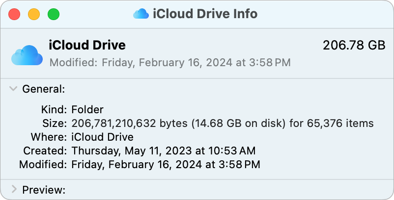 iCloud Drive get info