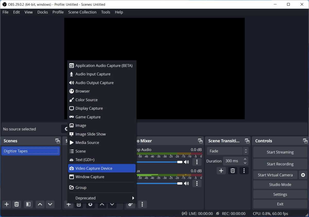 Setting up a video capture device in OBS