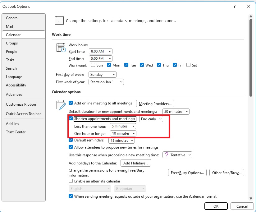 Outlook: How to set up breaks between your meetings