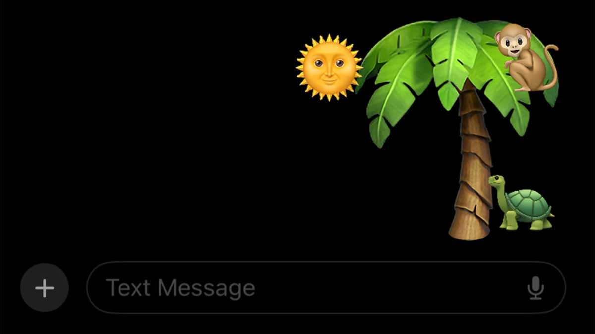 A jungle scene made up of a group of emojis