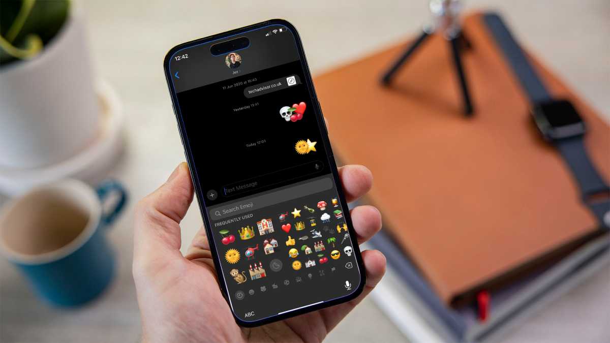 An iPhone screen showing emoji options