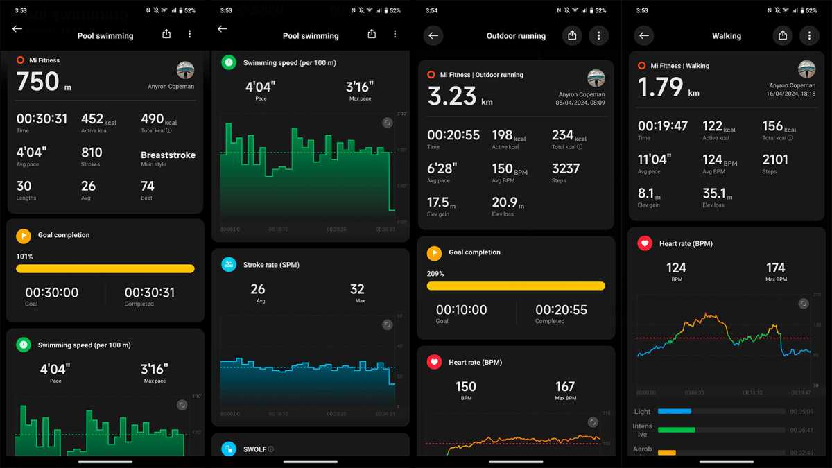 Xiaomi Watch 2 workout data
