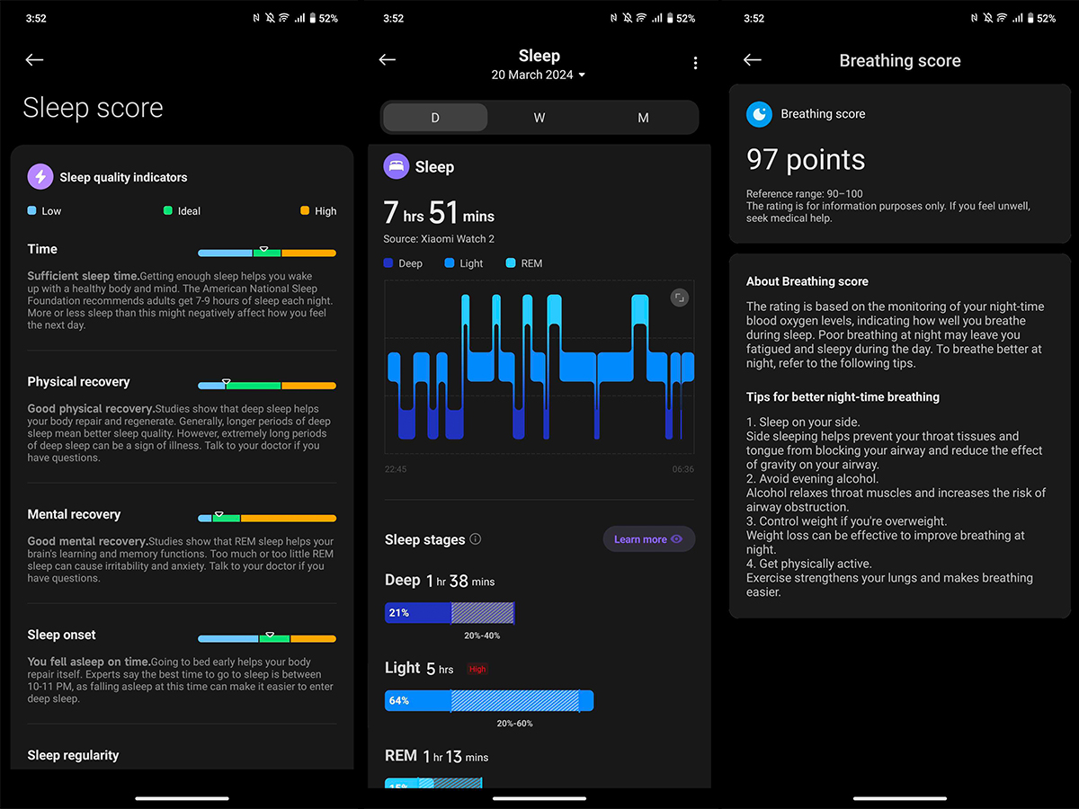 Xiaomi Watch 2 sleep data