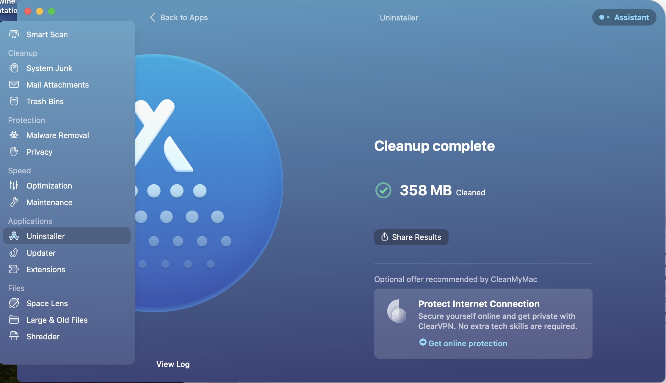 Removing an app with CleanMyMac X’s Uninstall module