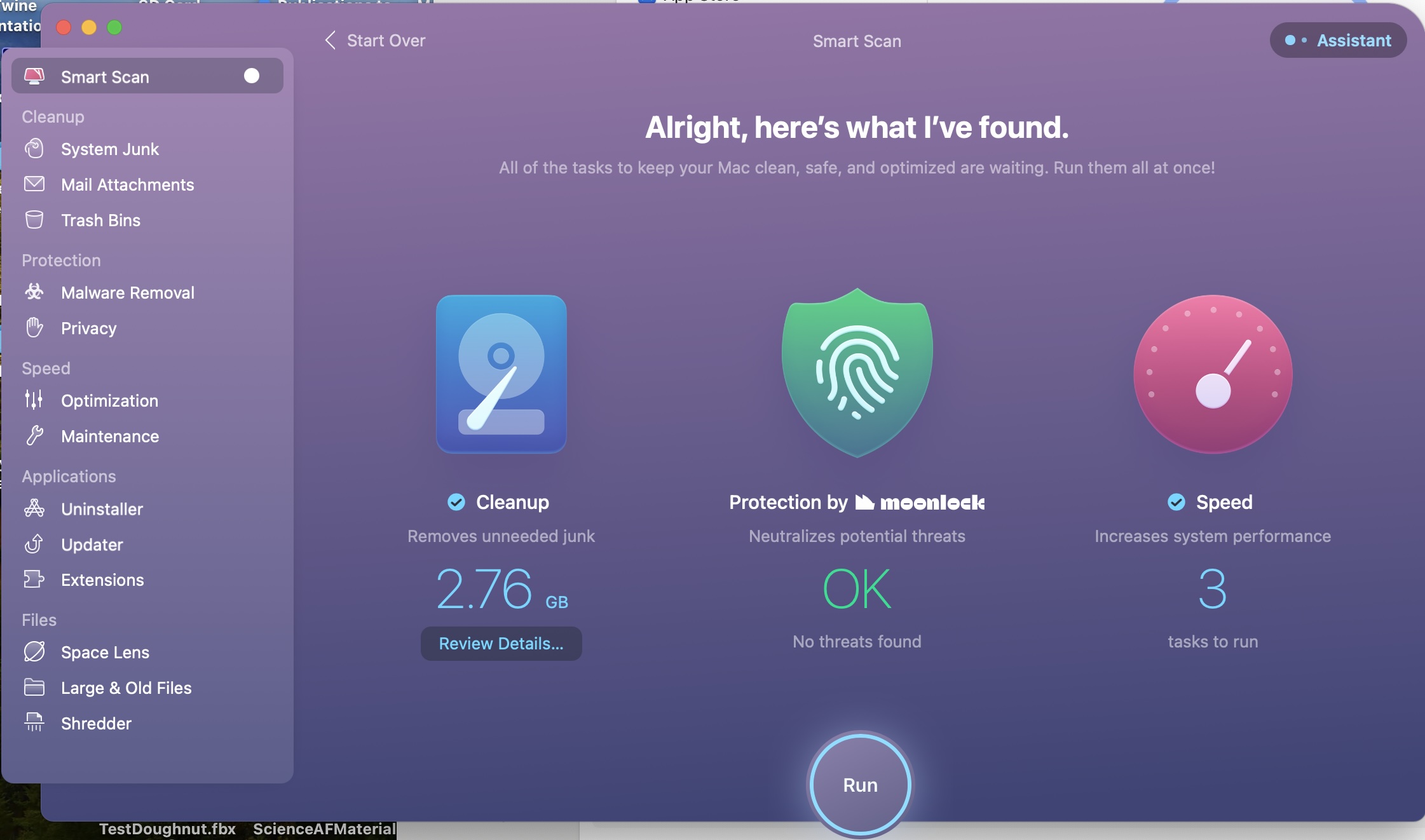 The results from a CleanMyMac X Smart Scan