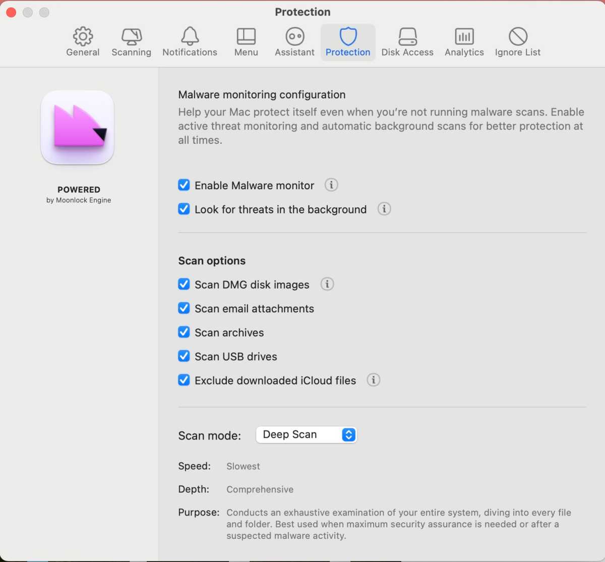 Malware protection settings in CleanMyMac
