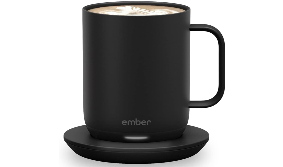 Photo of Ember smart mug with a cappuccino inside.