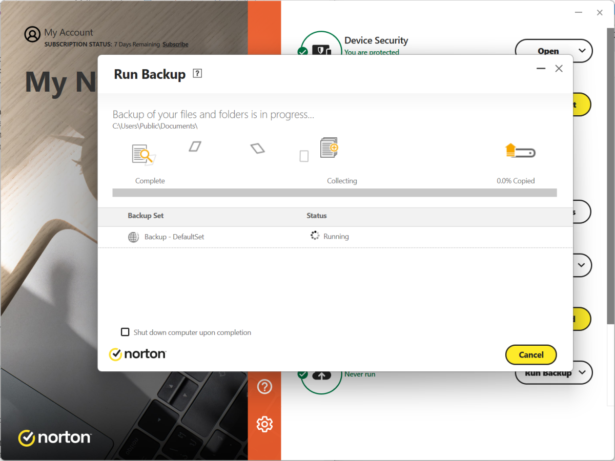 Norton screenshot