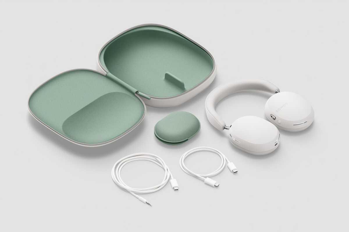 Sonos Ace headphones with cases and cables