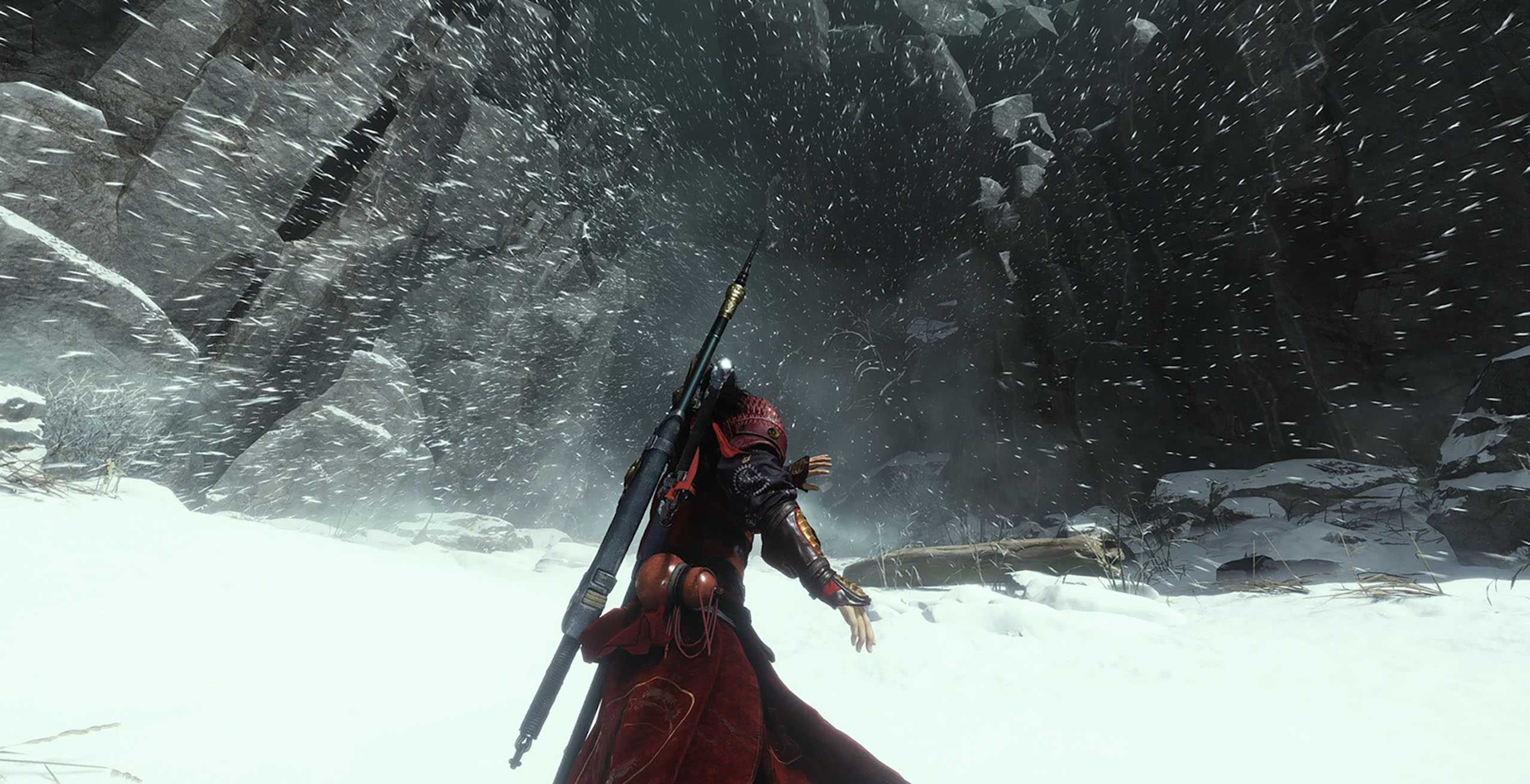 Bilder werden dem Gameplay kaum gerecht: Hier entfachen wir gerade einen Schneesturm-Tornado, den wir wie einen Turm aus Eis gegen den Boss schleudern.