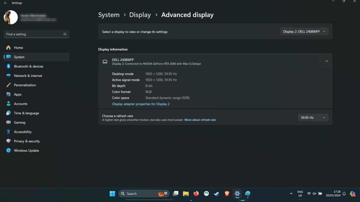Windows 11 System Display Settings - Advanced