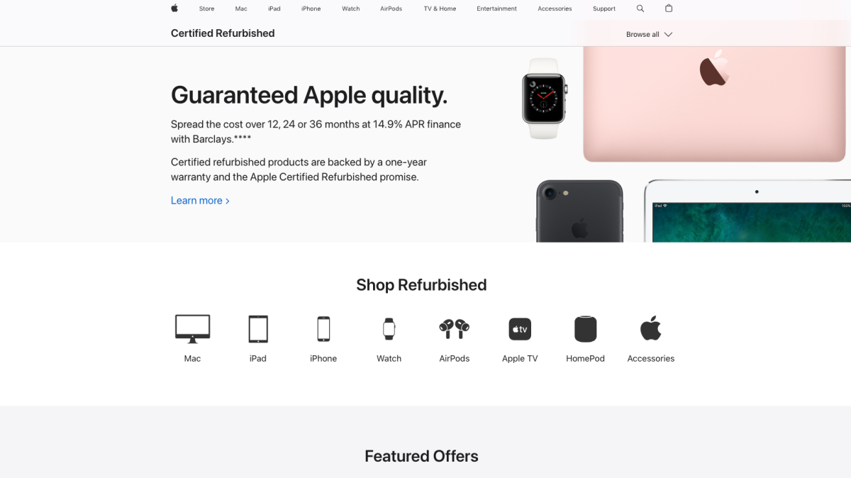 Apple Refurbished home page