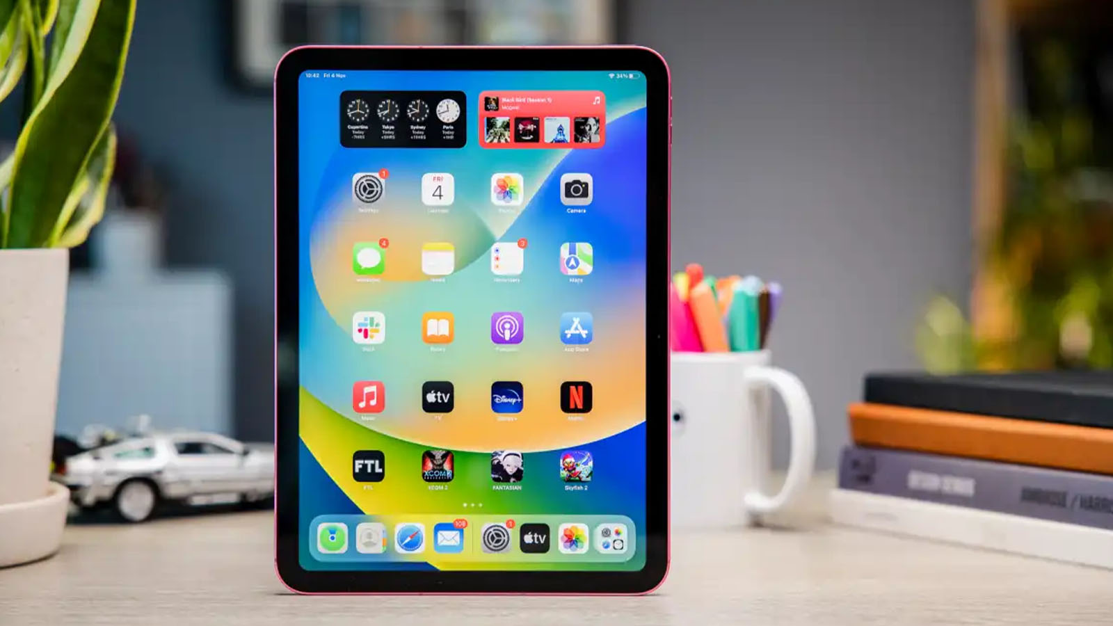 iPad on a desk, showing the screen