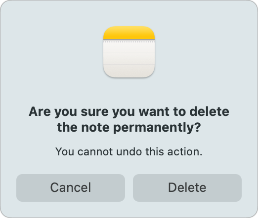 macOS Notes permanently delete