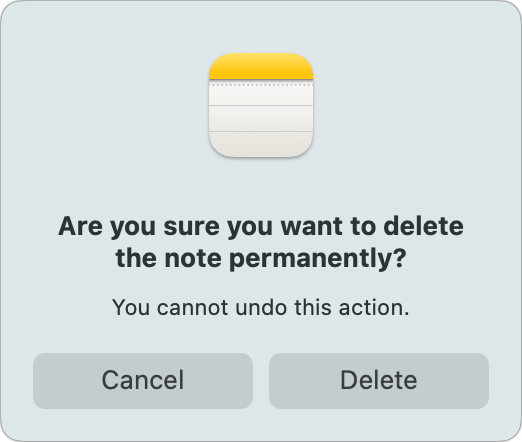 Notas de macOS eliminar permanentemente