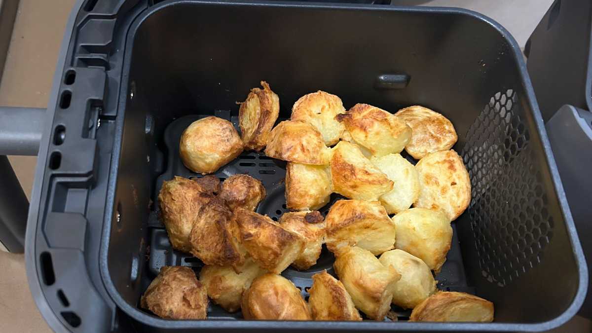 Roasted potatoes, showing a clear cooking gradient