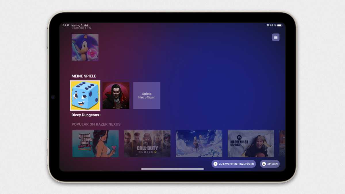 Screenshot der Razer-Nexus-App auf dem iPad
