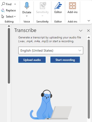 How to transcribe audio files in Microsoft Word