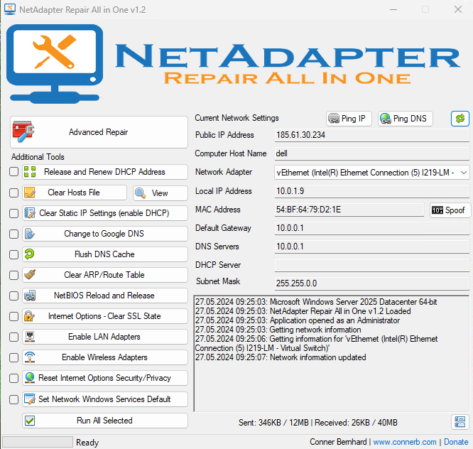 NetAdapter Repair ist ein Tool für das Reparatur von Netzwerkverbindungen in Windows.