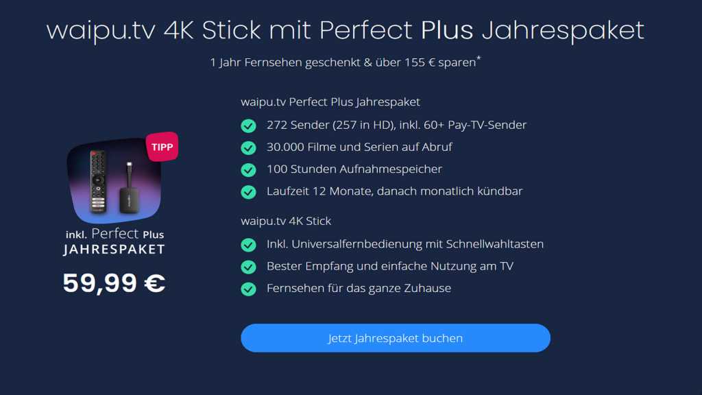 Image: Neu bei Waipu.tv: EM-Spiele werden jetzt schneller Ã¼bertragen - mit dem Waipu.tv Stick 4K