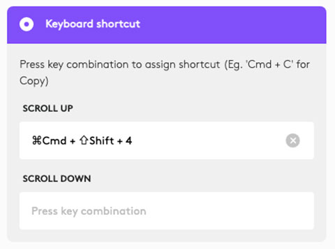 Logitech MX Master 3S Mouse Options app keyboard shortcut