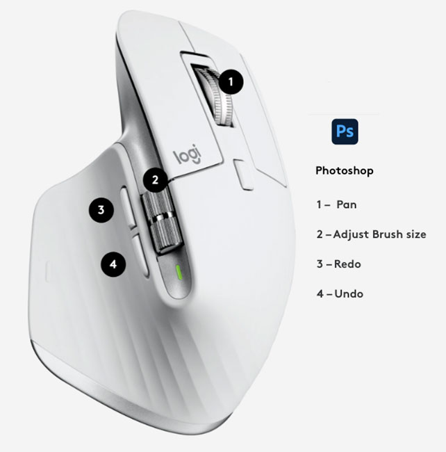 Logitech MX Master 3S for Mac Photoshop customizations