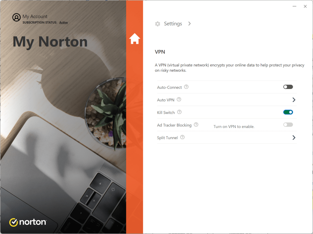 Norton 360 VPN settings