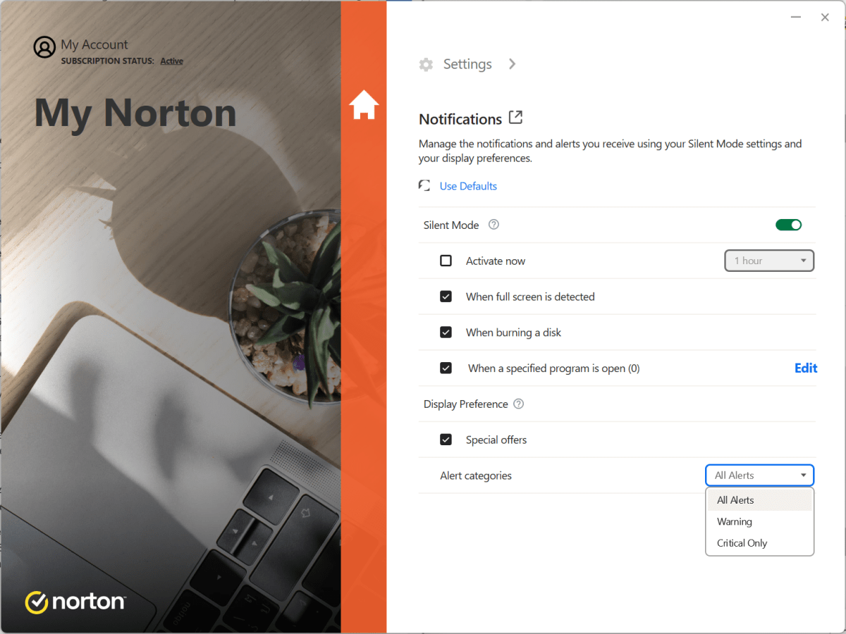 Norton 360 notifications