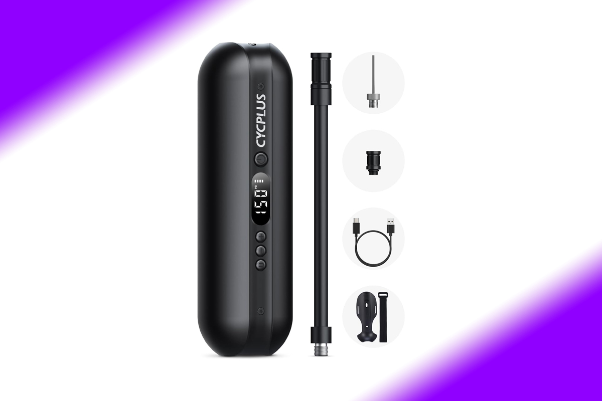 CYCPLUS Luftpumpe I50PSI Elektrischer Kompressor Tragbar Fahrradpumpe Mini Reifenpumpe mit Digital LED Anzeige LED Licht Wiederaufladbarer Li-ionen 12V für alle Fahrräder Motorräder und Autos Amazon Angebot