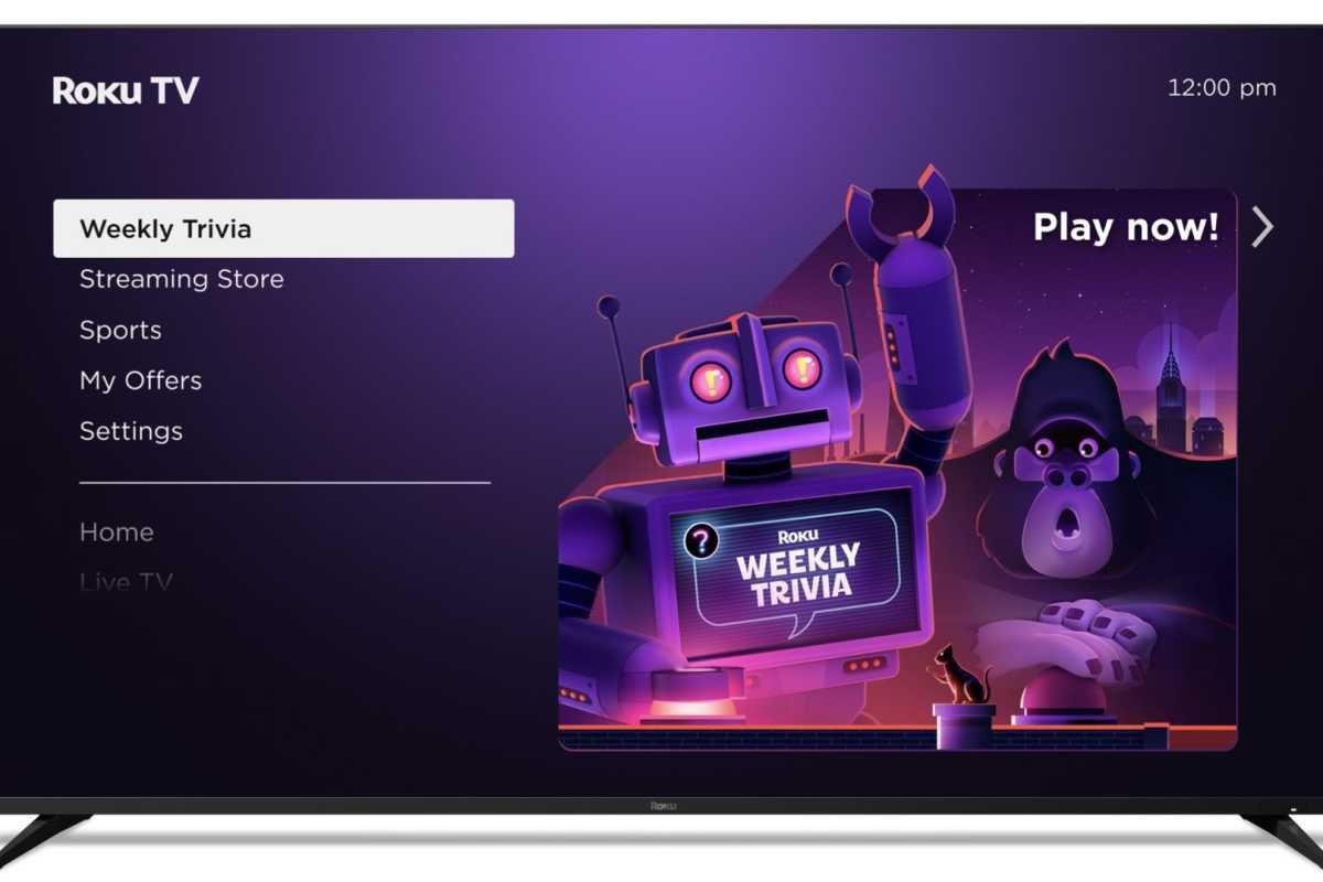 Roku Weekly Trivia home screen