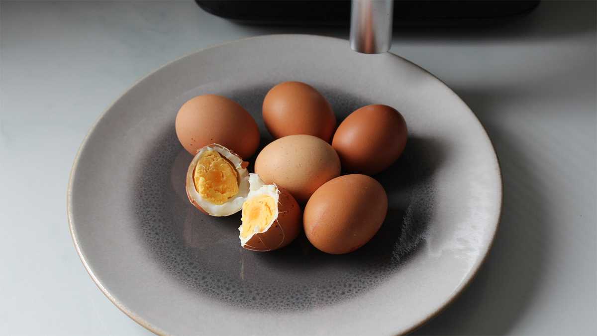 Eggs cooked in an air fryer
