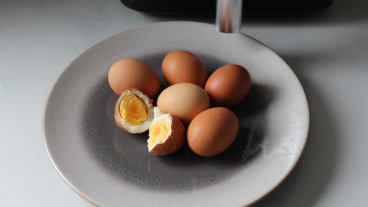 Eggs  cooked in an air fryer