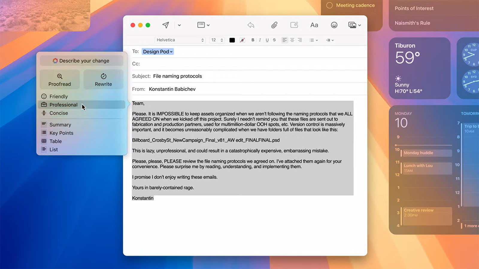 Software de correo electrónico Apple Intelligence