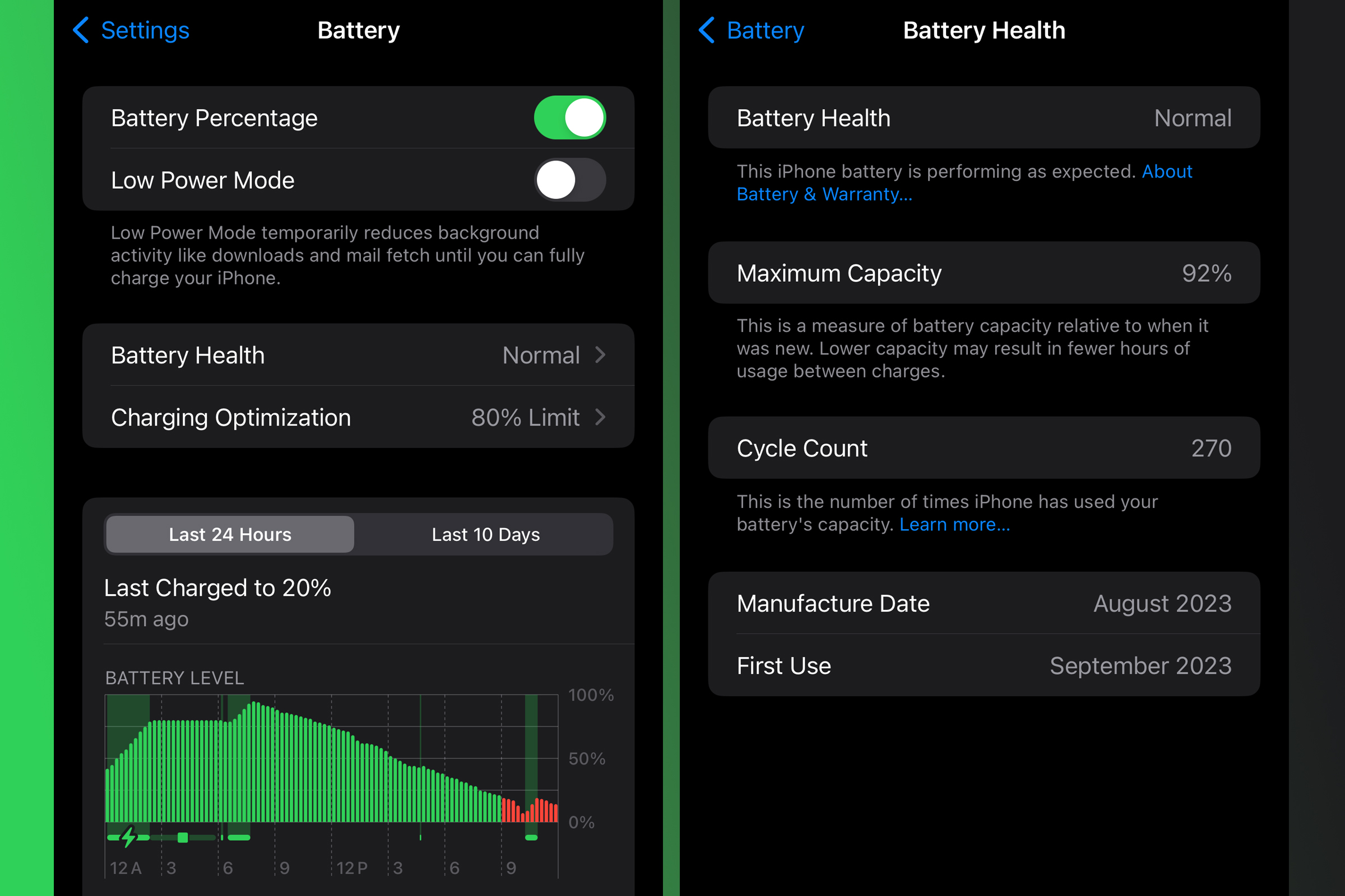 how many cycles to drop iphone 15 plus battery health