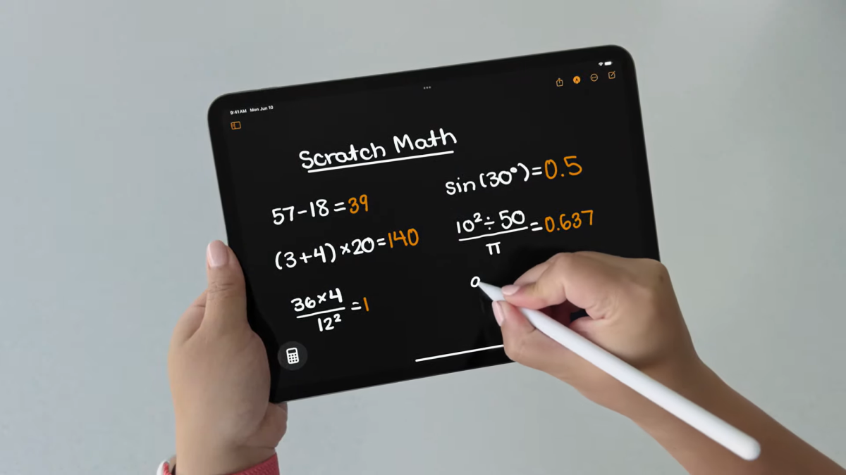 iPadOS 18 writing equation with Apple Pencil in Calculator