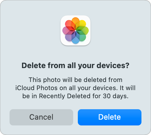 Apple Photos delete from all devices