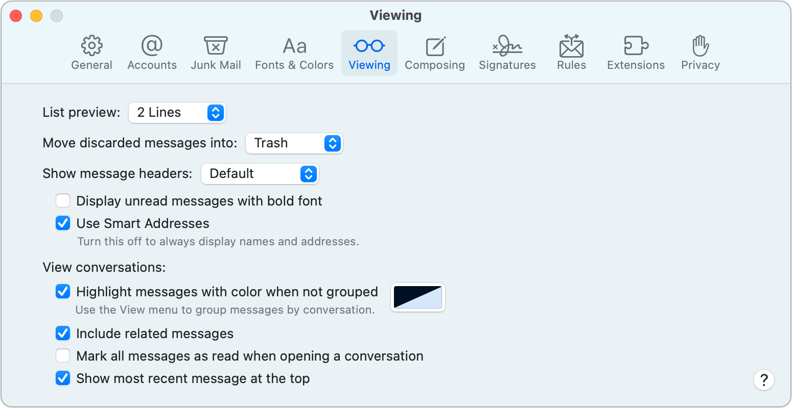 Here’s an explanation for Mail for macOS and its two sort options for recent messages