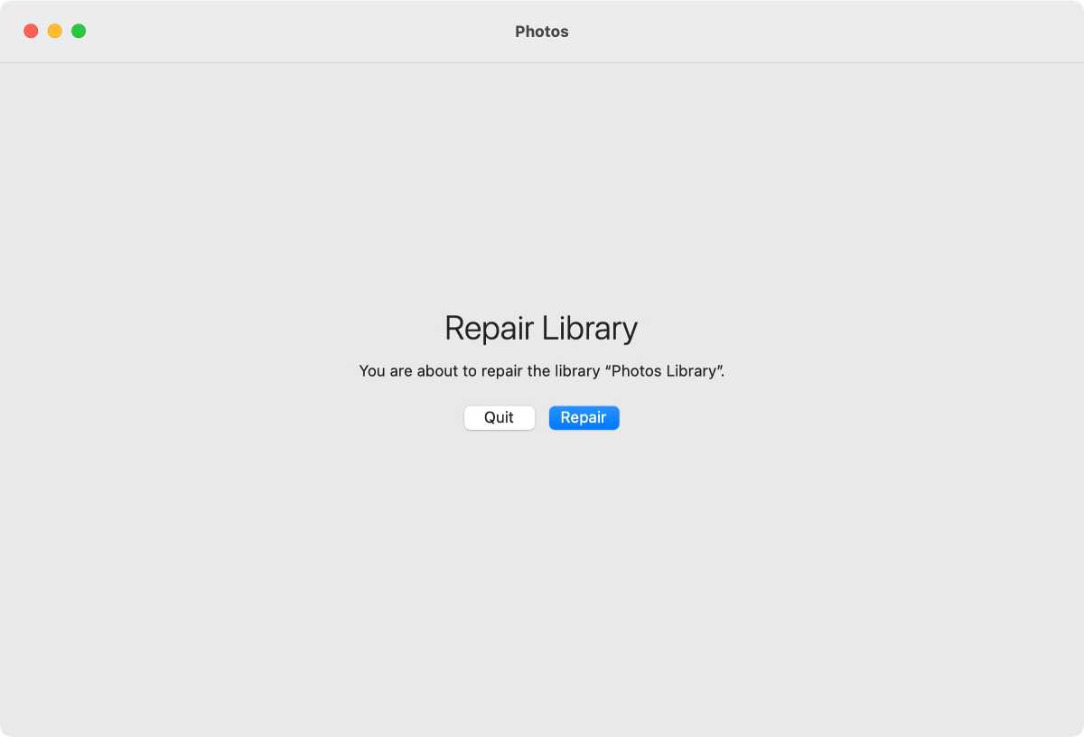 macOS Photos Repair Library