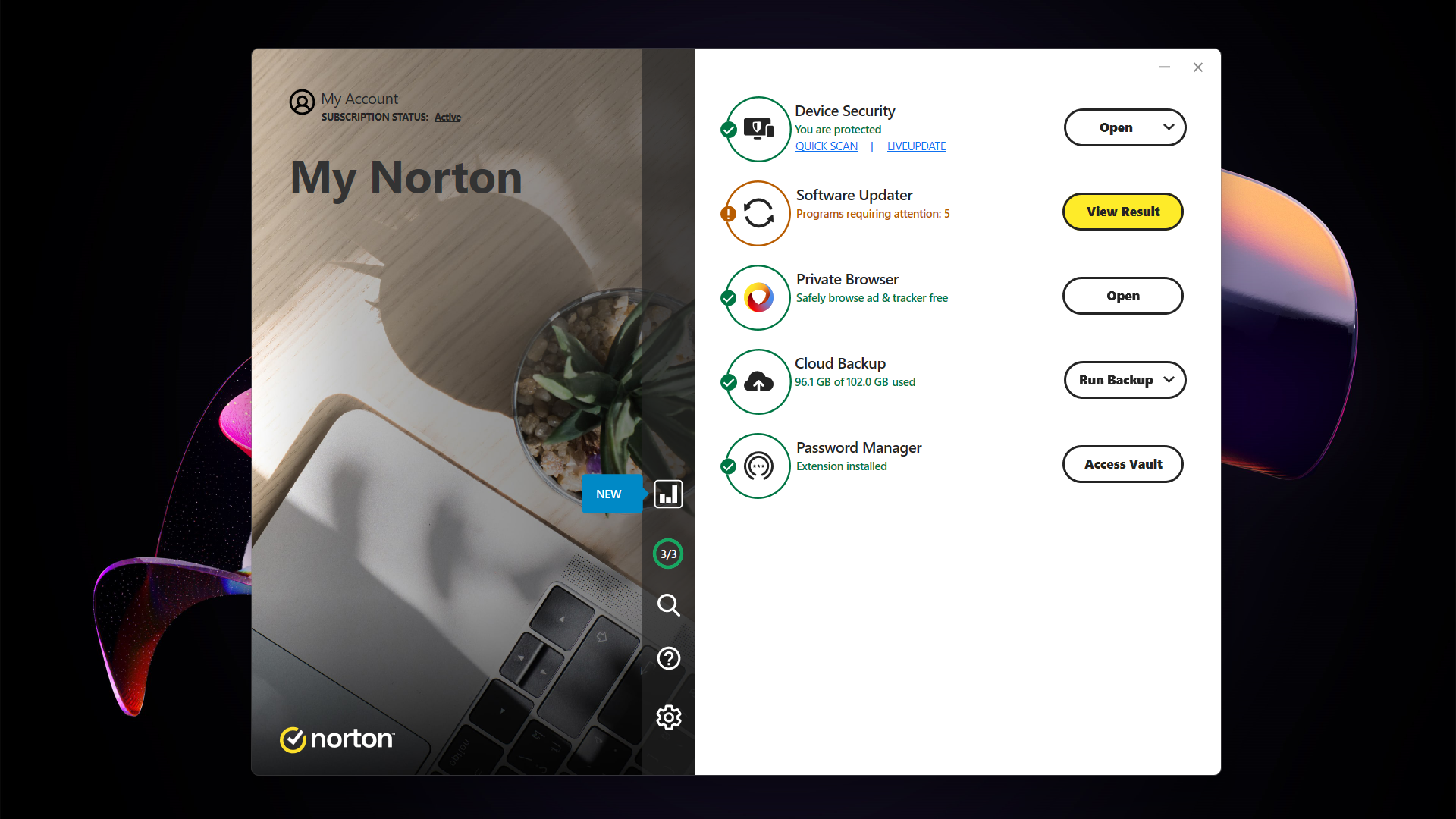 Norton Antivirus Plus - My Norton app interface (June 2024)