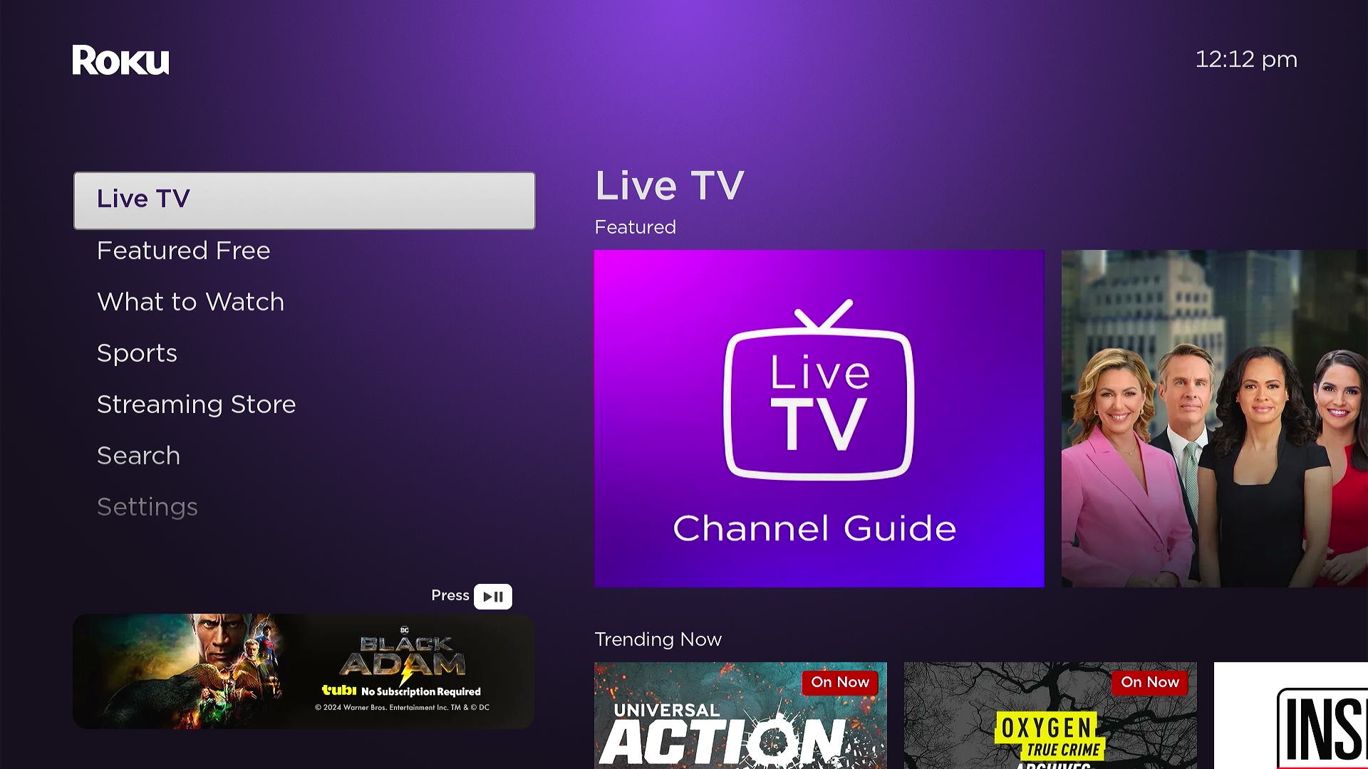 Roku sidebar ad