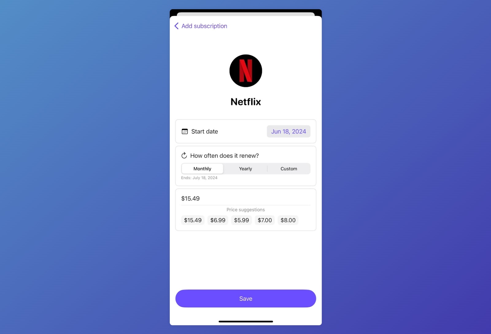 Añadir una suscripción en Seasons