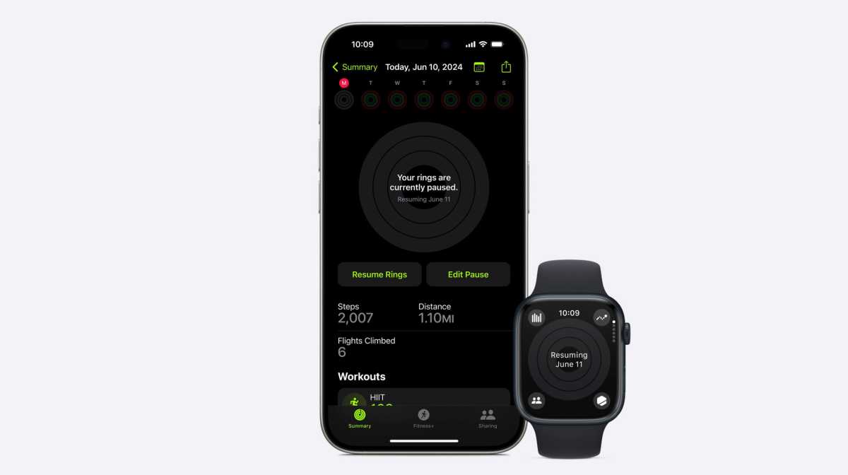 watchOS 11 Fitness paused rings