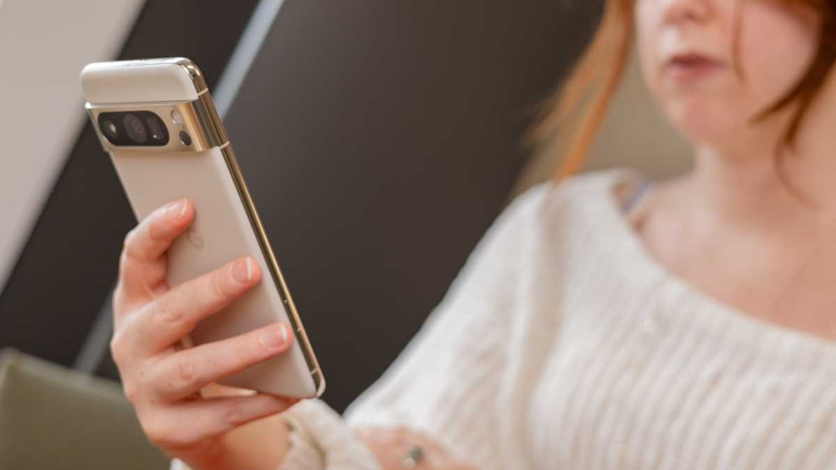 A woman using a smartphone