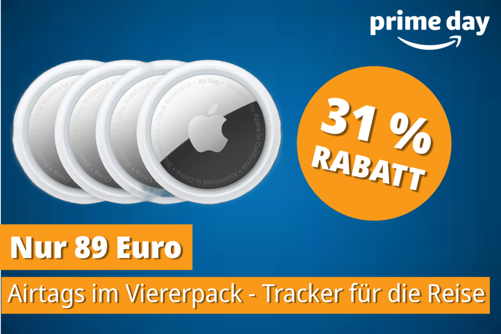 Image: Airtags im 4er-Pack zum SchnÃ¤ppchenpreis auch nach dem Prime Day