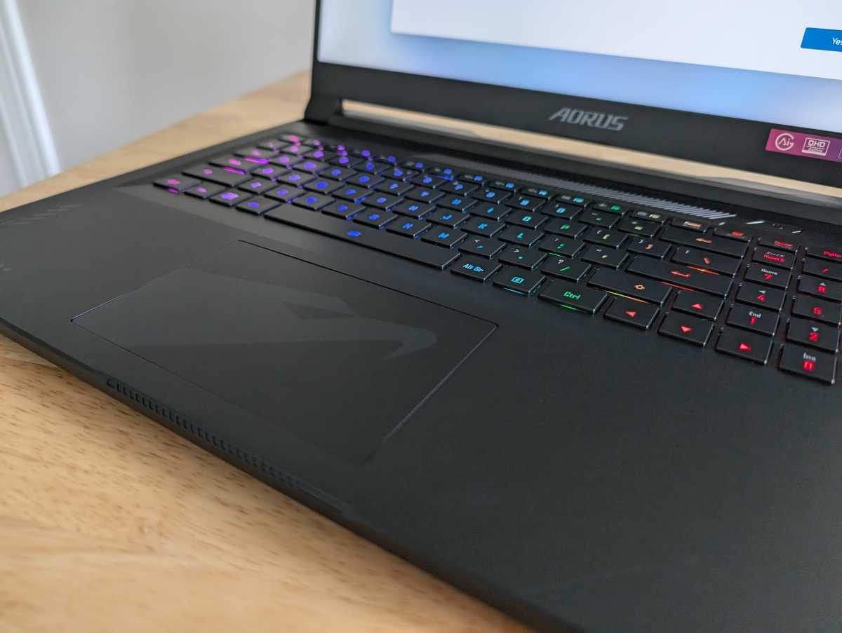 Gigabyte Aorus keyboard and trackpad