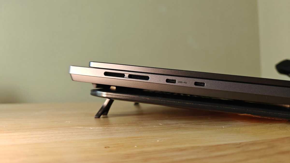 Laptop with rear lifted to provide better airflow beneath