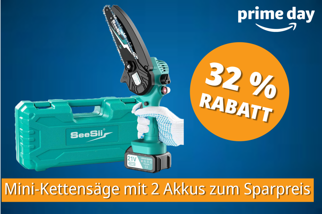 Image: Gartenhelfer: Mini-KettensÃ¤ge mit zwei Akkus 32 Prozent billiger fÃ¼r 74,99 Euro