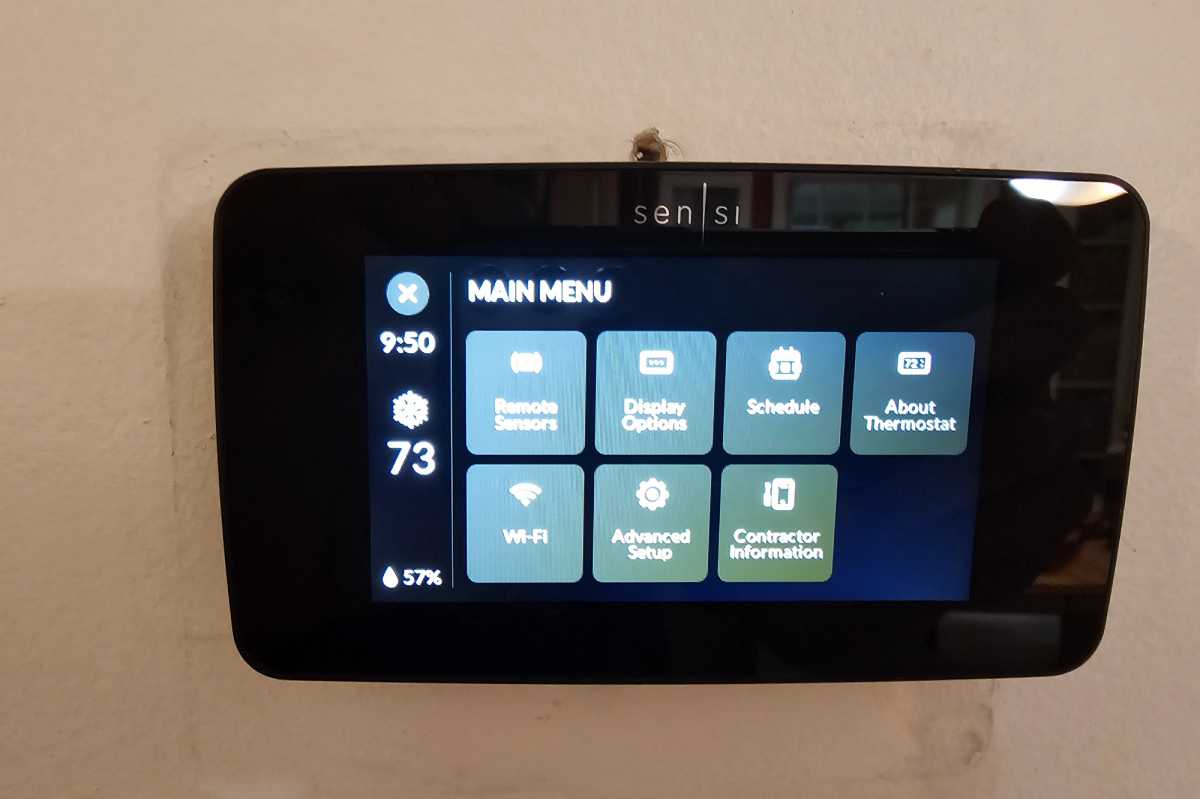 Sensi Touch 2 menus